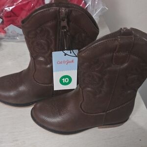 Cat & Jack Brown Girls' Western Zip Boots